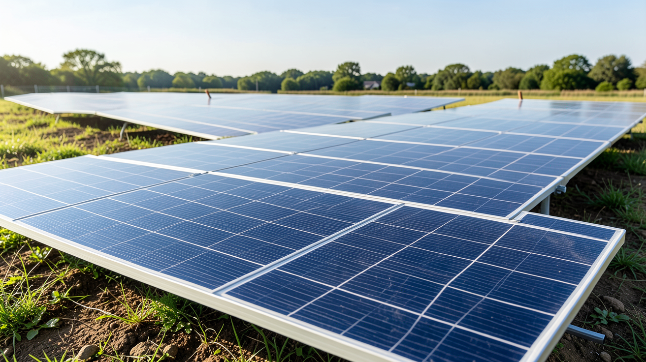 production solaire photovoltaïque photographié en situation réelle, illustration de l'article