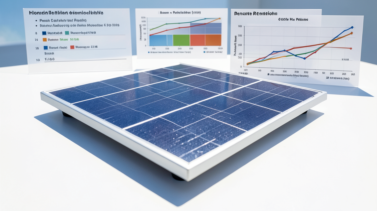 puissance cellule photovoltaïque en silicium monocristallin avec graphiques de rendement et de performance