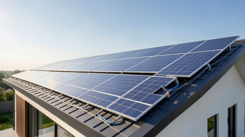 puissance des panneaux photovoltaïques installés sur le toit d'une maison moderne