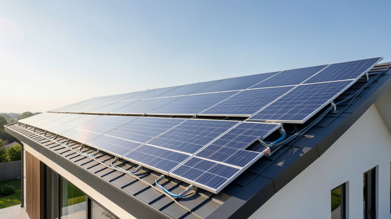 puissance des panneaux photovoltaïques installés sur le toit d'une maison moderne