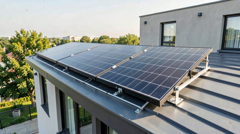 puissance max panneau photovoltaïque installé sur le toit d'une maison contemporaine