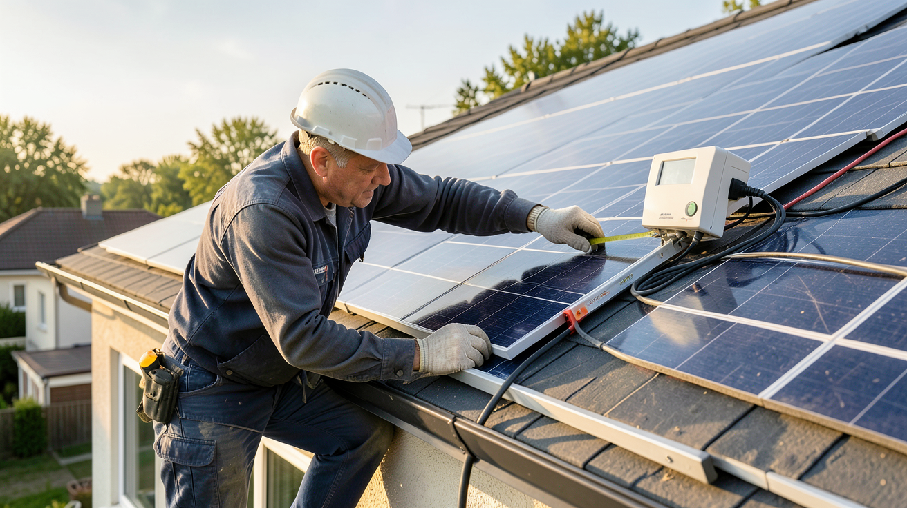 puissance maxi photovoltaïque particulier mesurée par un installateur sur le toit d'une maison