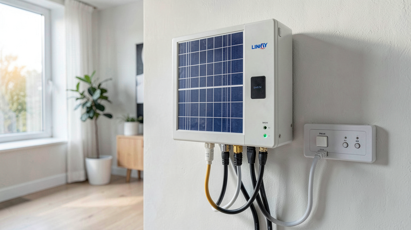 puissance maximale installation photovoltaïque pour un foyer monophasé moyen illustrée par un tableau électrique avec onduleur intégré