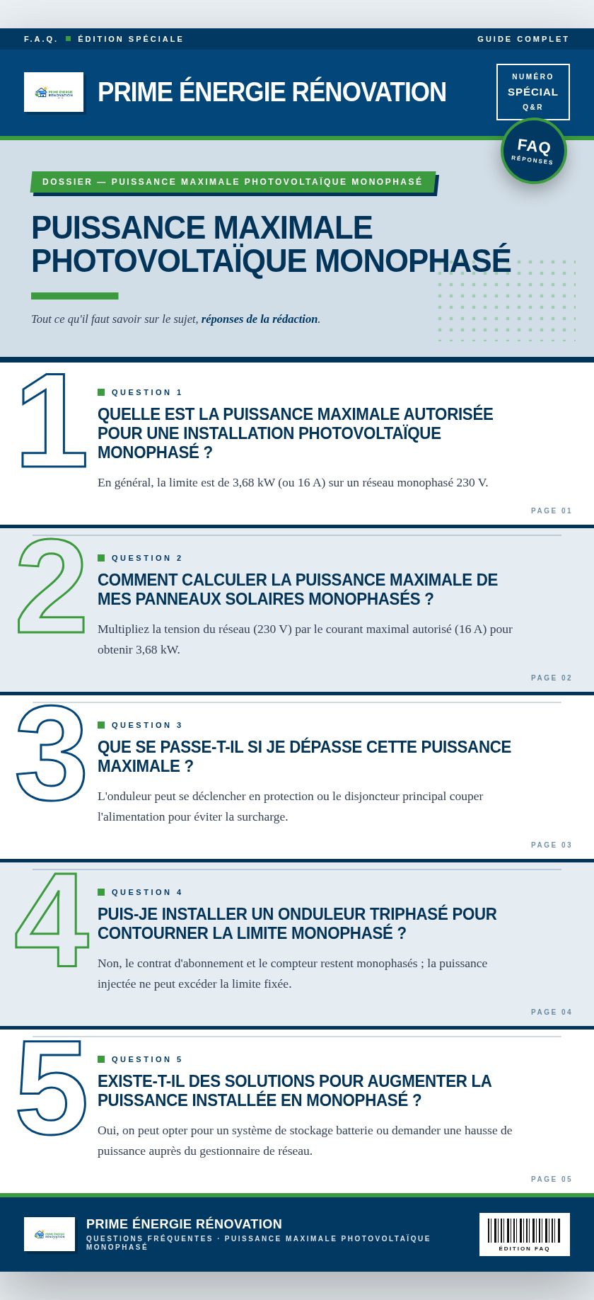 Infographie : Puissance maximale photovoltaïque monophasé