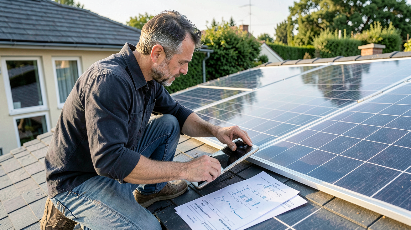 puissance maximum panneaux photovoltaiques calculée sur le toit d'une maison par un professionnel