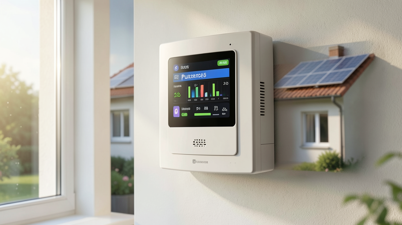 puissance maximum photovoltaïque pour particulier illustrée par un tableau électrique avec onduleur affichant des données de dimensionnement pour un logement