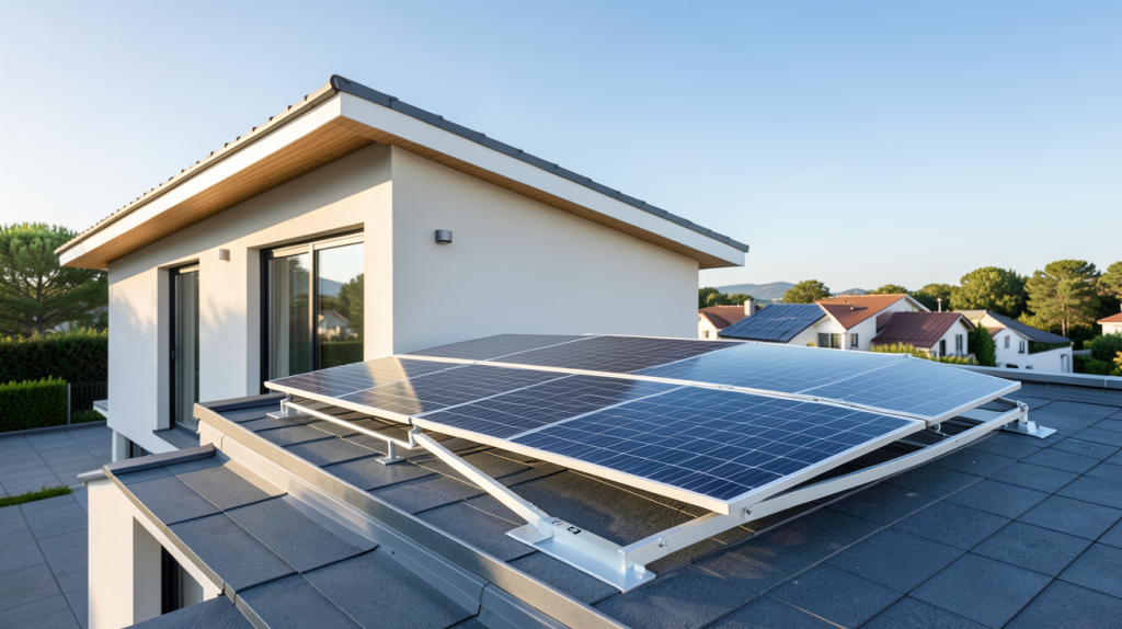 puissance onduleur photovoltaïque installé sur le toit d'une maison moderne