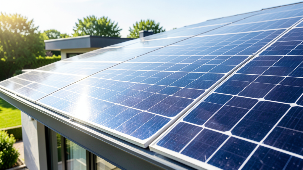 puissance panneau photovoltaique kwc installée sur la toiture d'une maison contemporaine