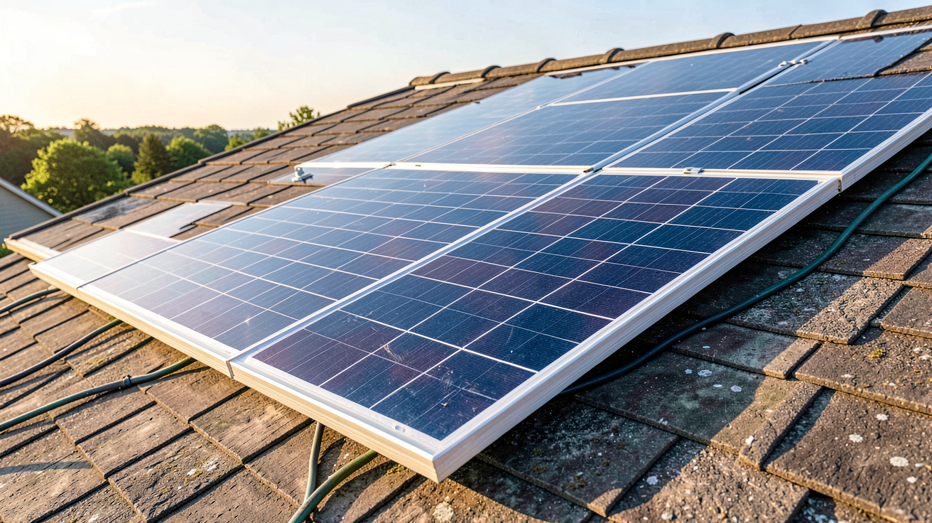 puissance panneau photovoltaïque par m2 définition et unités clés illustrée par un panneau solaire installé sur un toit