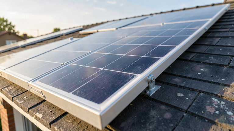 puissance panneau photovoltaïque par m2 d'un panneau solaire installé sur le toit d'une maison