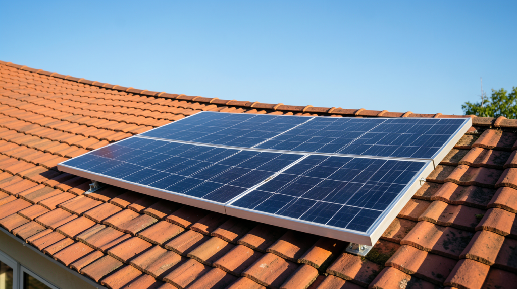 puissance panneau solaire 1m2 installé sur une toiture de maison individuelle