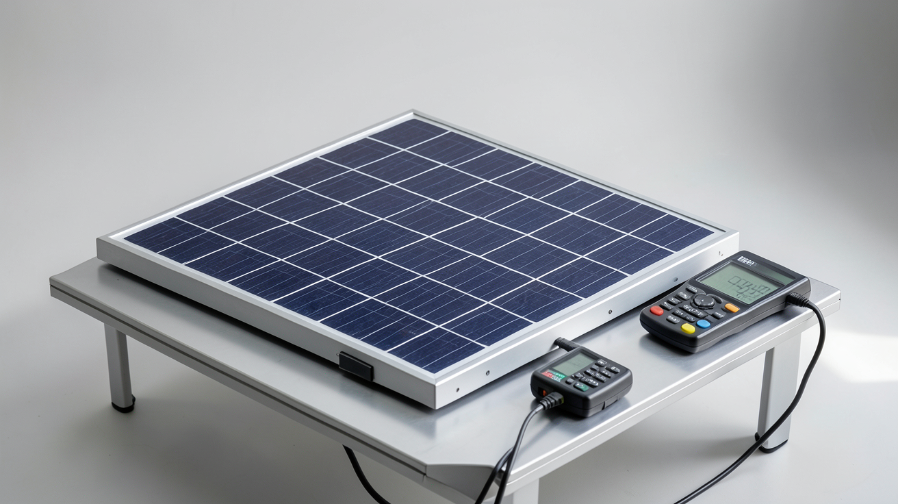 puissance panneau solaire 1m2 mesurée en conditions STC avec un banc de test professionnel