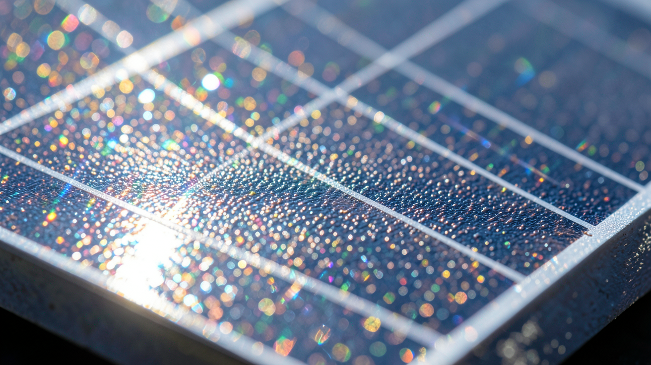 pv solaire montrant un gros plan sur une cellule photovoltaïque recevant la lumière directe du soleil