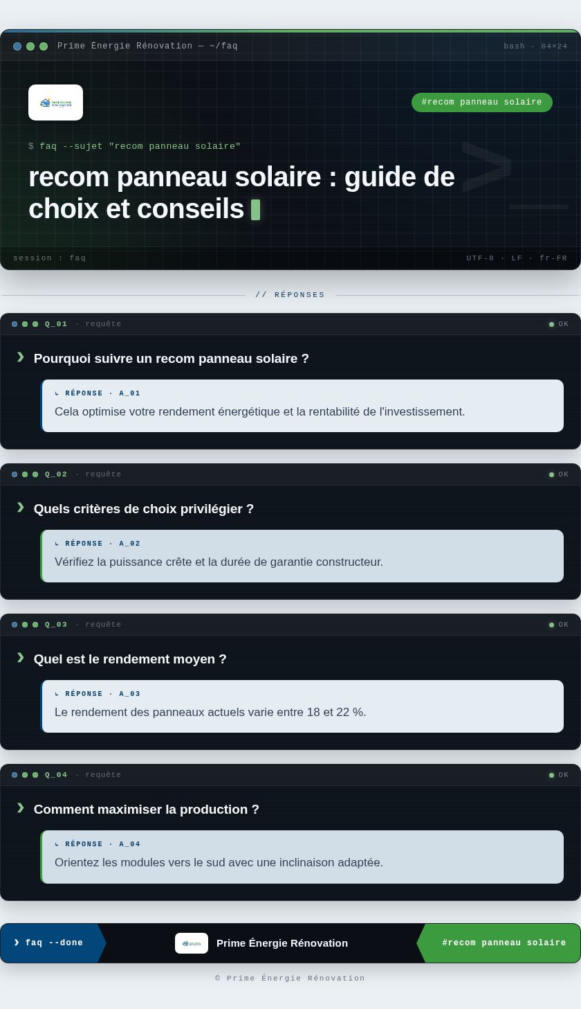 Infographie : recom panneau solaire : guide de choix et conseils