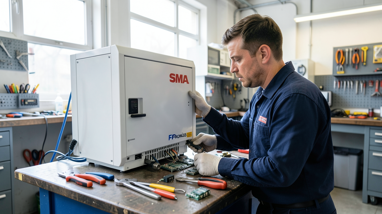 réparation onduleur photovoltaïque de marques réparables comme SMA ou Fronius par un technicien en atelier