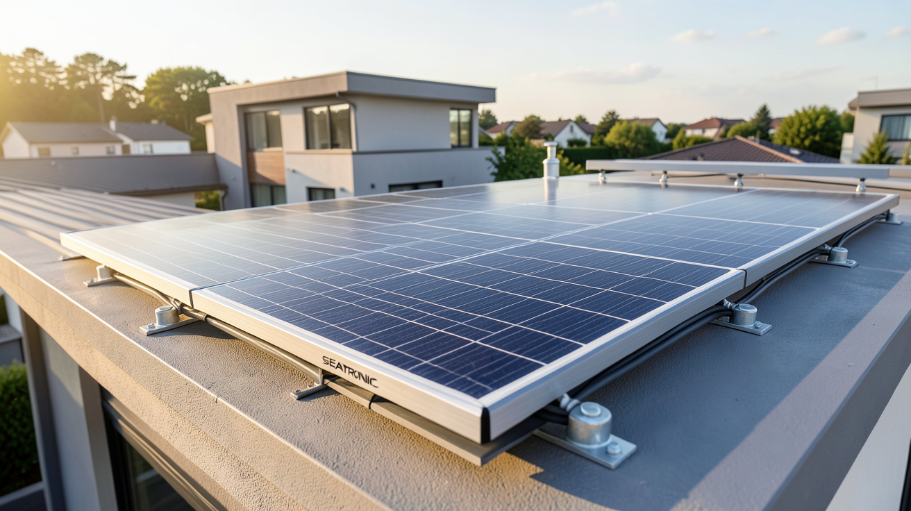 seatronic panneau solaire installé sur un toit résidentiel moderne