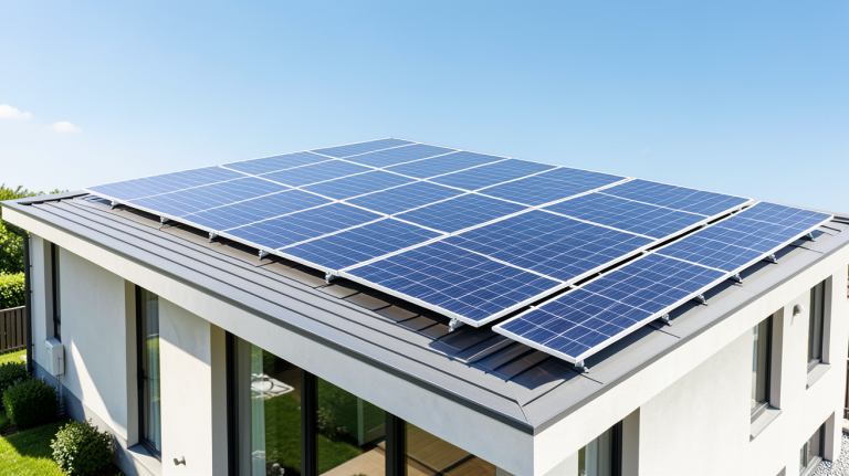sibel energie panneau solaire installés sur le toit d'une maison moderne