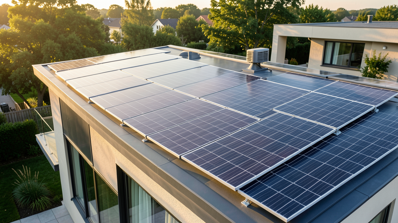 silicium monocristallin installation de panneaux solaires sur toit de maison moderne