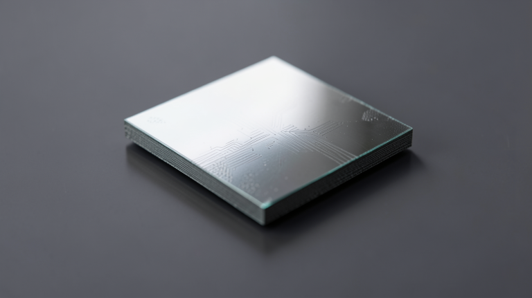 silicium monocristallin wafer sous éclairage LED avec surface réfléchissante
