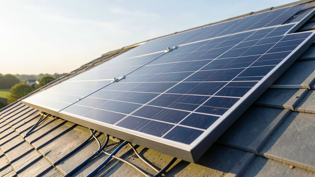 silicium photovoltaïque haute performance sur un toit incliné avec détails techniques