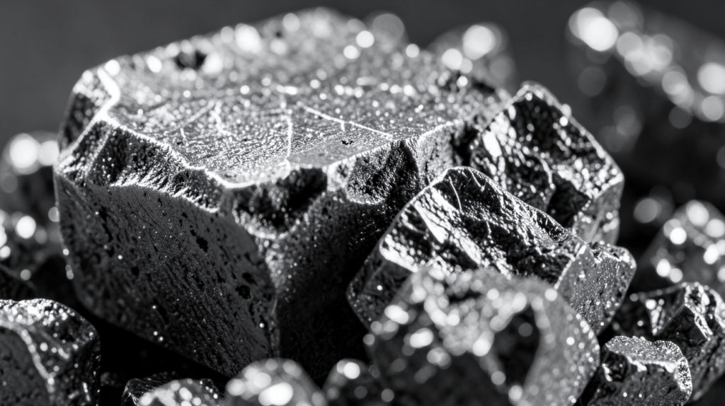 silicium polycristallin montrant une structure cristalline détaillée en gros plan