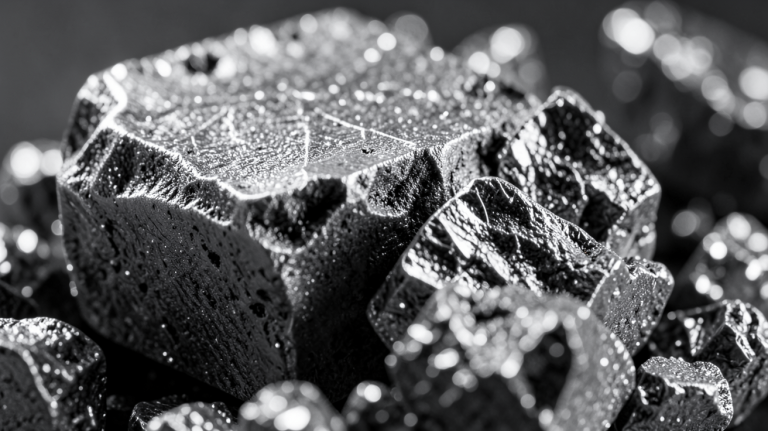 silicium polycristallin montrant une structure cristalline détaillée en gros plan