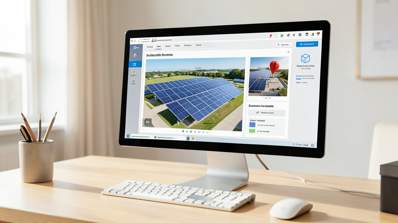simulateur installation photovoltaïque affiché sur un écran d'ordinateur avec interface moderne