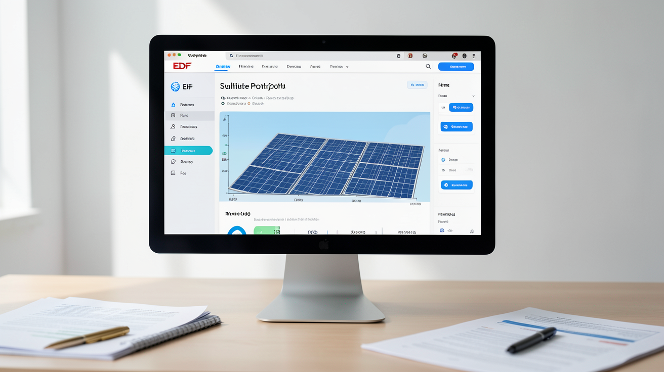 simulateur photovoltaïque EDF affiché sur un écran d'ordinateur pour l'étape par étape de 2024