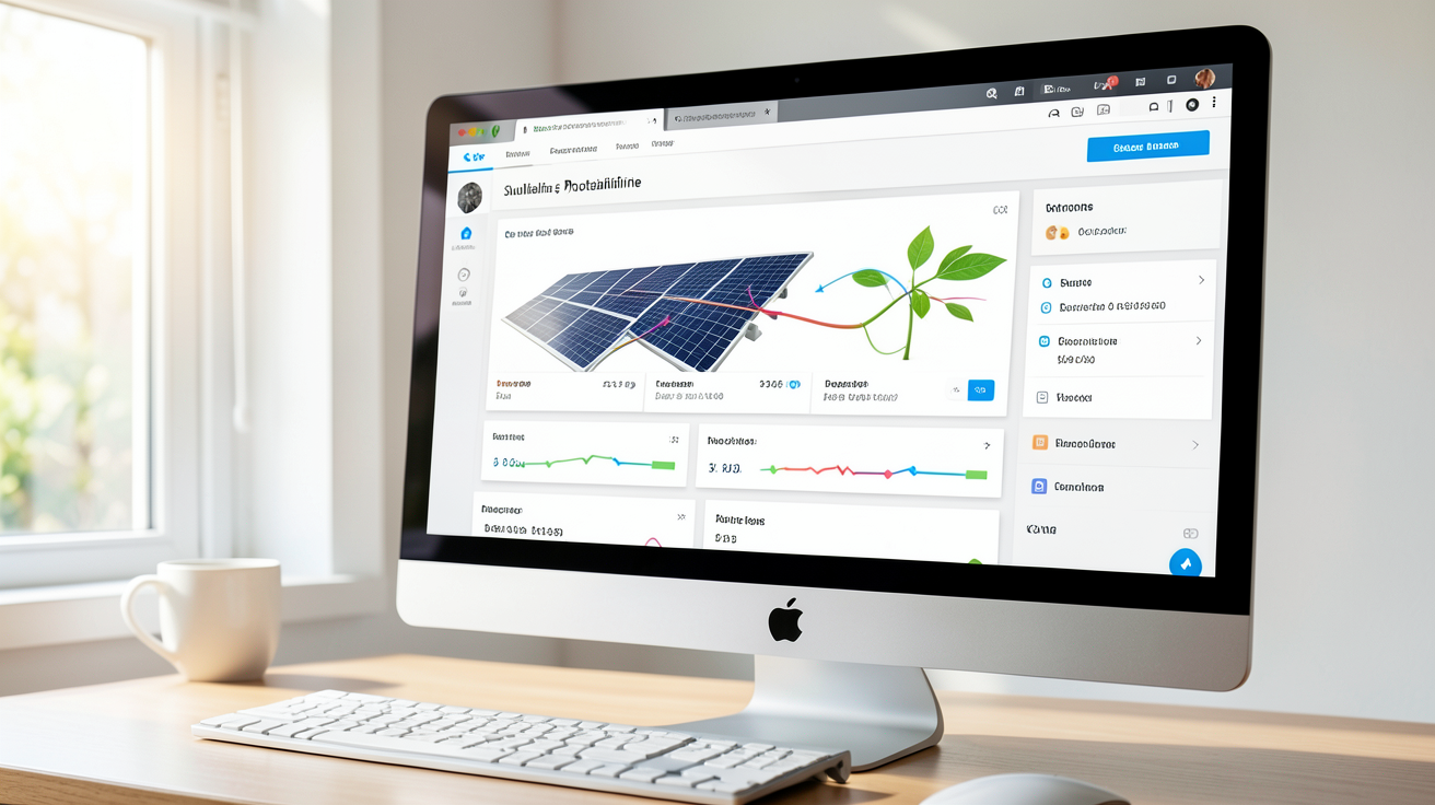 simulateur photovoltaïque en ligne affichant des résultats de simulation détaillés sur un écran d'ordinateur