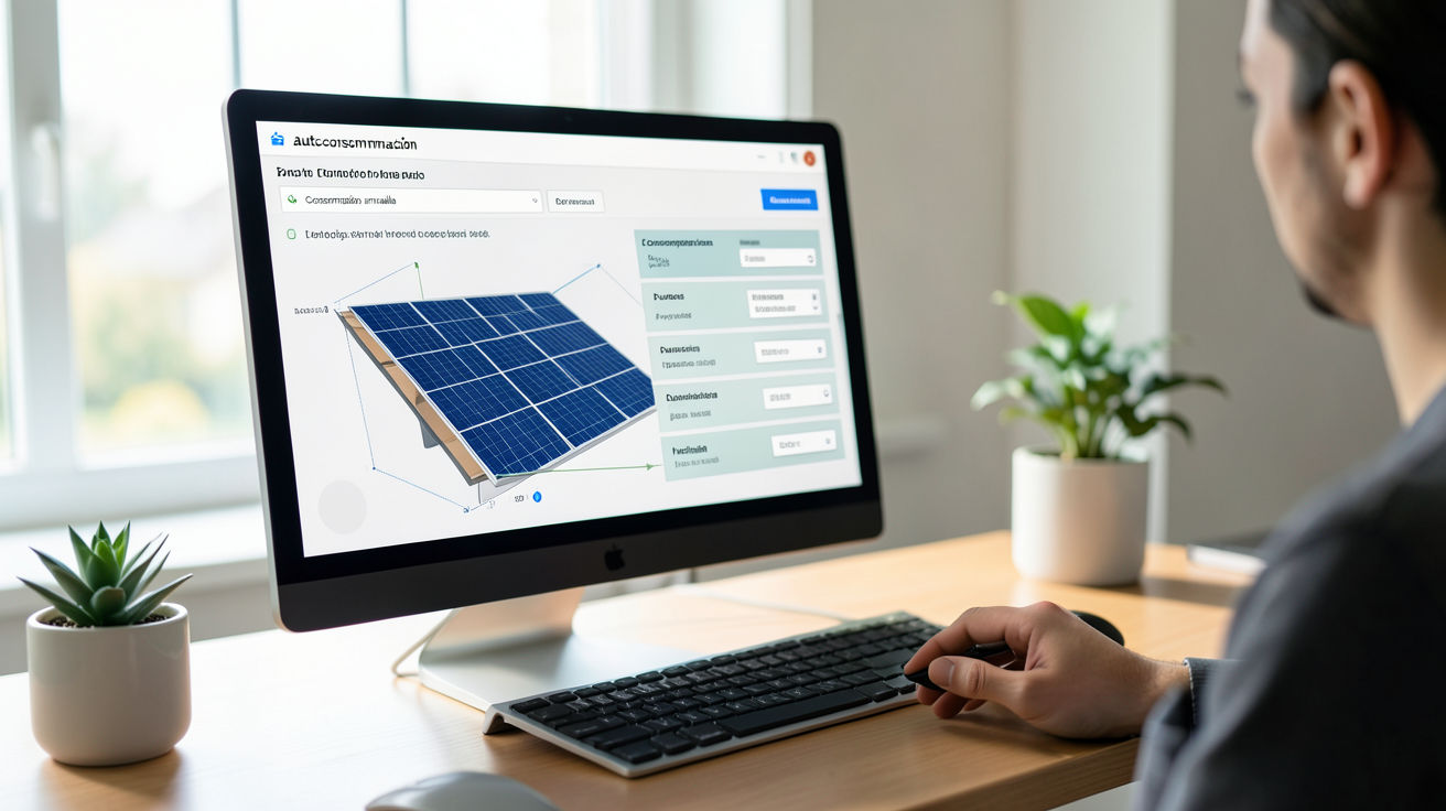 simulateur solaire autoconsommation affichant les paramètres clés à entrer pour un résultat fiable