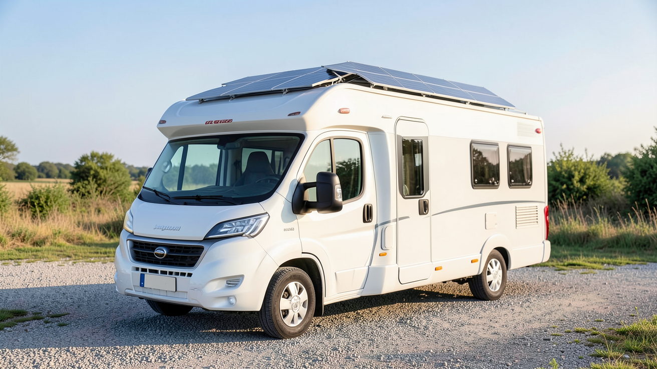 solaire camping car installé sur le toit d'un véhicule de loisirs