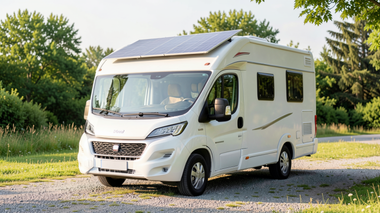 solaire camping car installé sur le toit d'un véhicule de loisirs