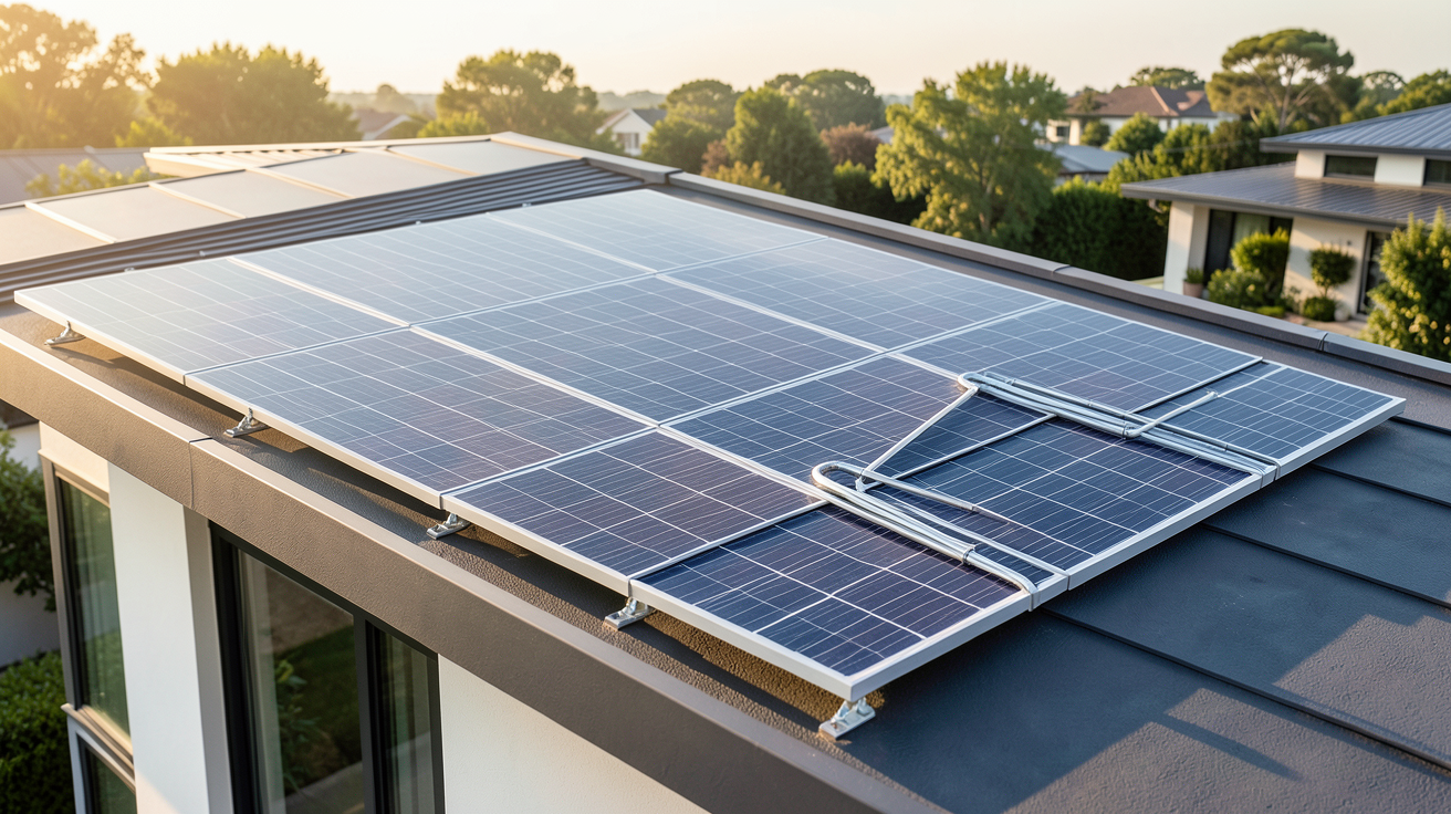 solaire hybride panneau installé sur le toit d'une maison moderne
