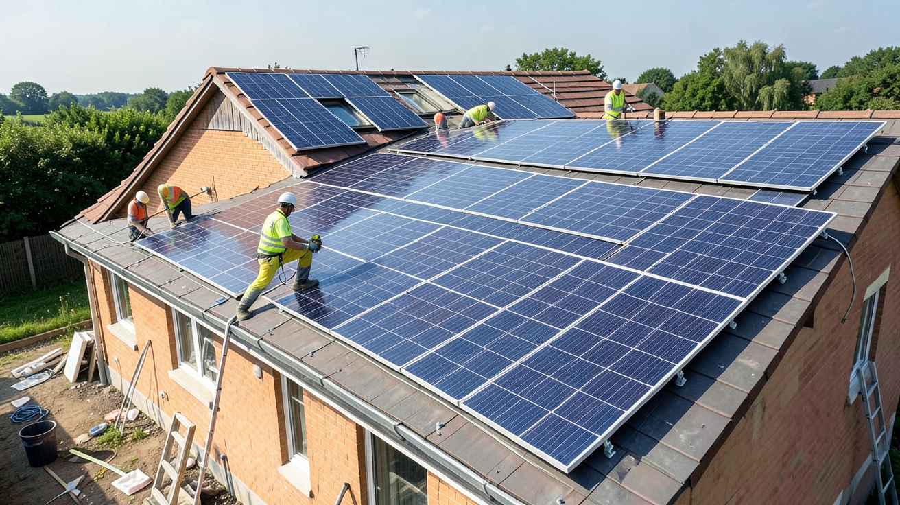 solaire panneau photovoltaique installation de panneaux solaires sur toit résidentiel
