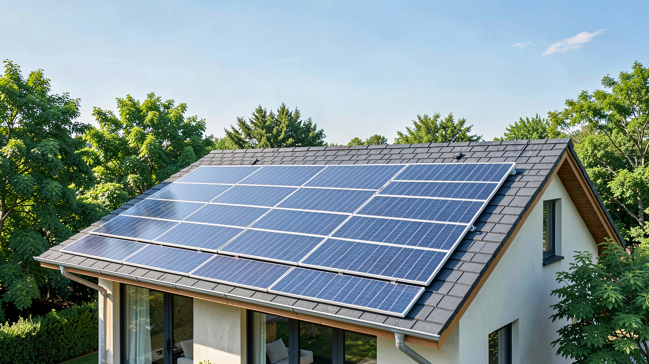 solaire panneau photovoltaïque installé sur un toit de maison