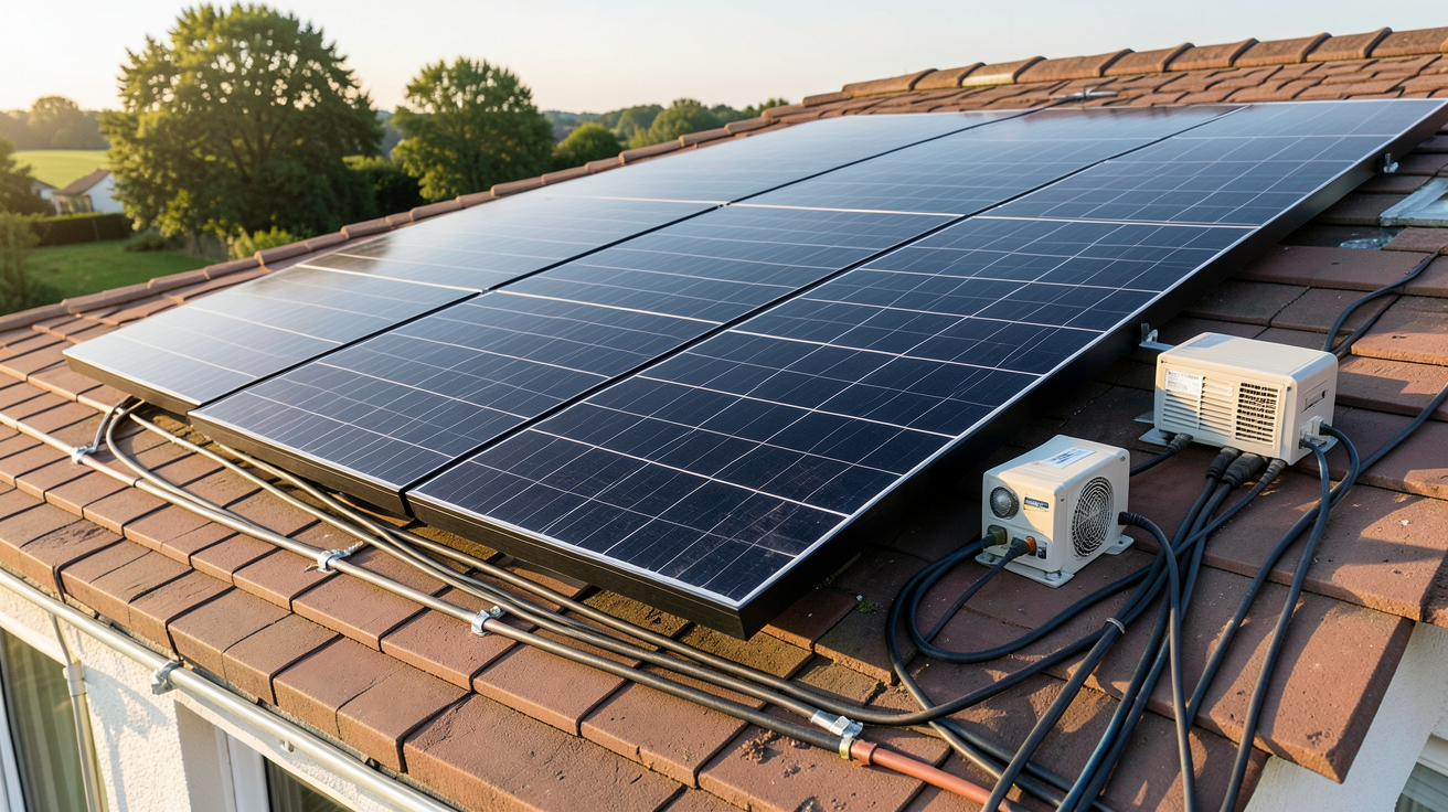 solaire photovoltaïque autoconsommation installation d'un kit sur toit avec panneaux et onduleur