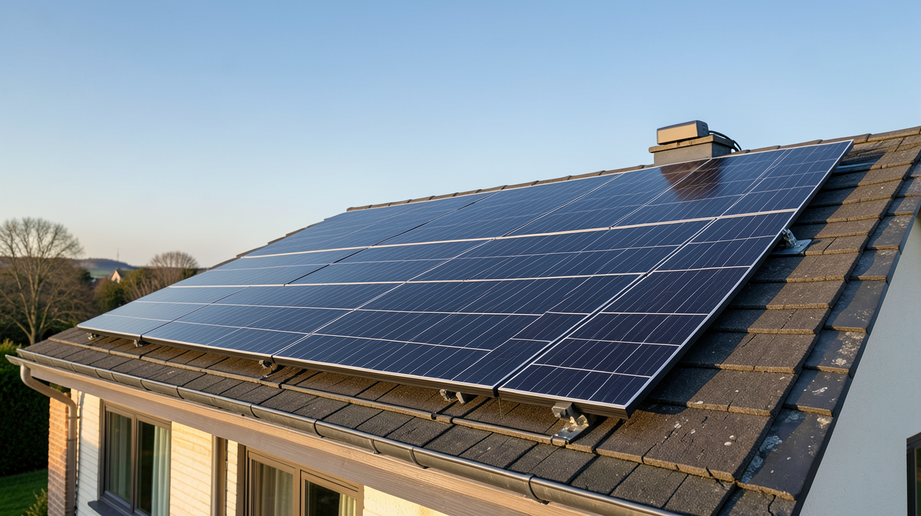solaire photovoltaïque autoconsommation système installé sur toit de maison individuelle