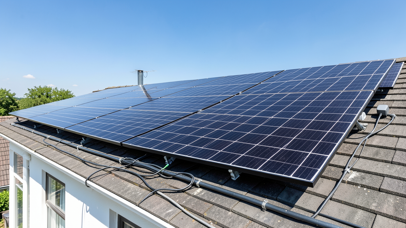 solaire photovoltaïque production d'électricité panneaux solaires sur toit de maison
