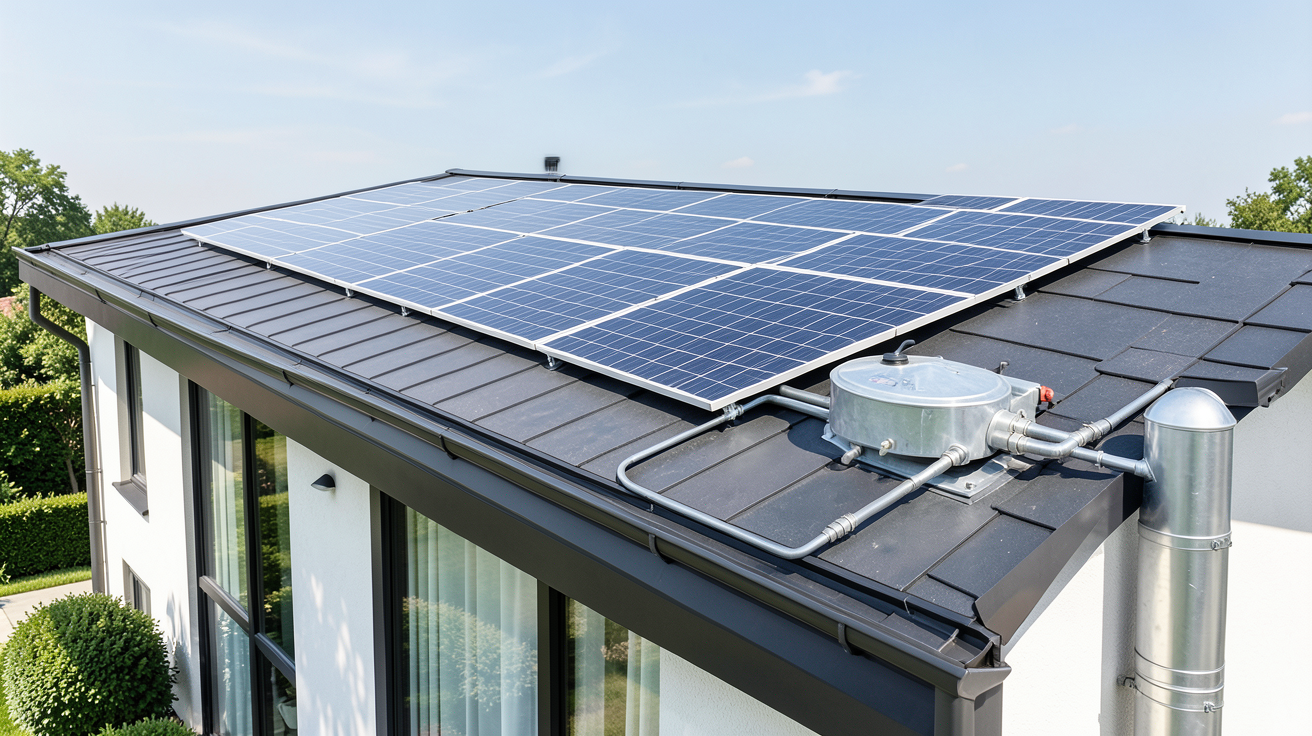 solaire thermique capteurs solaires thermiques installés sur le toit d'une maison moderne, illustrant le principe de conversion de l'énergie solaire en chaleur