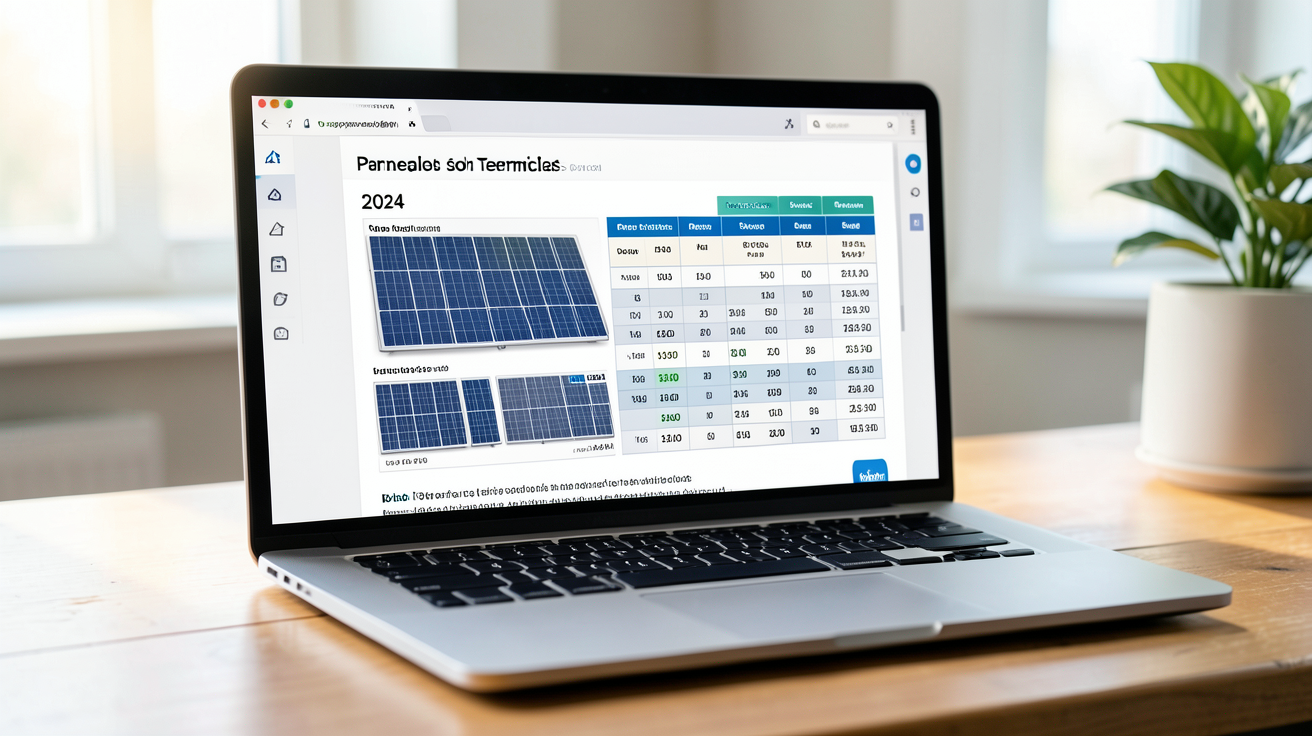 solaire thermique prix grille tarifaire détaillée 2024 sur écran d'ordinateur