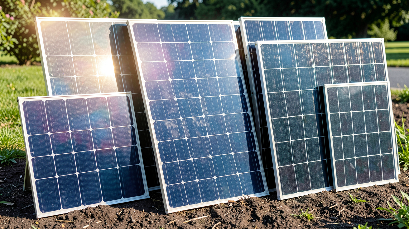 solar panneau solaire présentant différents types de cellules photovoltaïques pour comparaison