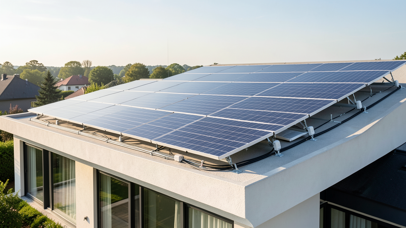 solar photovoltaique installation de panneaux solaires photovoltaïques sur toit de maison moderne