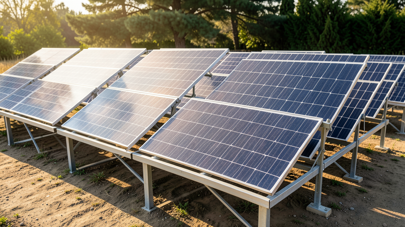 solartech différentes séries de panneaux solaires exposées en extérieur