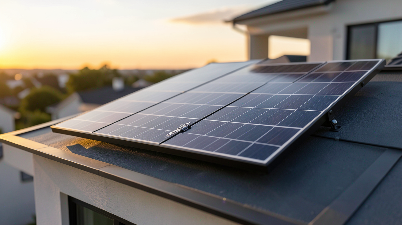 solartech panneau solaire installé sur le toit d'une maison moderne illustrant les économies d'énergie