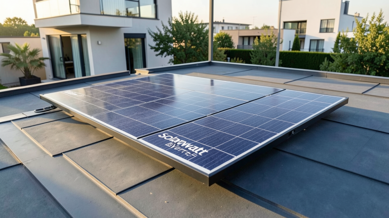 solarwatt bi verre panneau solaire haut rendement installé sur un toit moderne