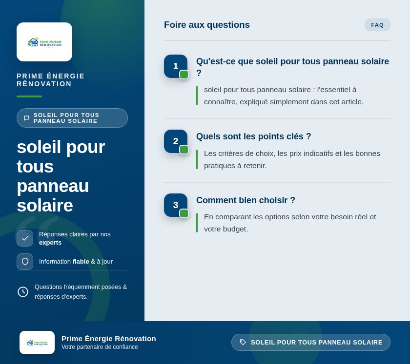 Infographie : soleil pour tous panneau solaire