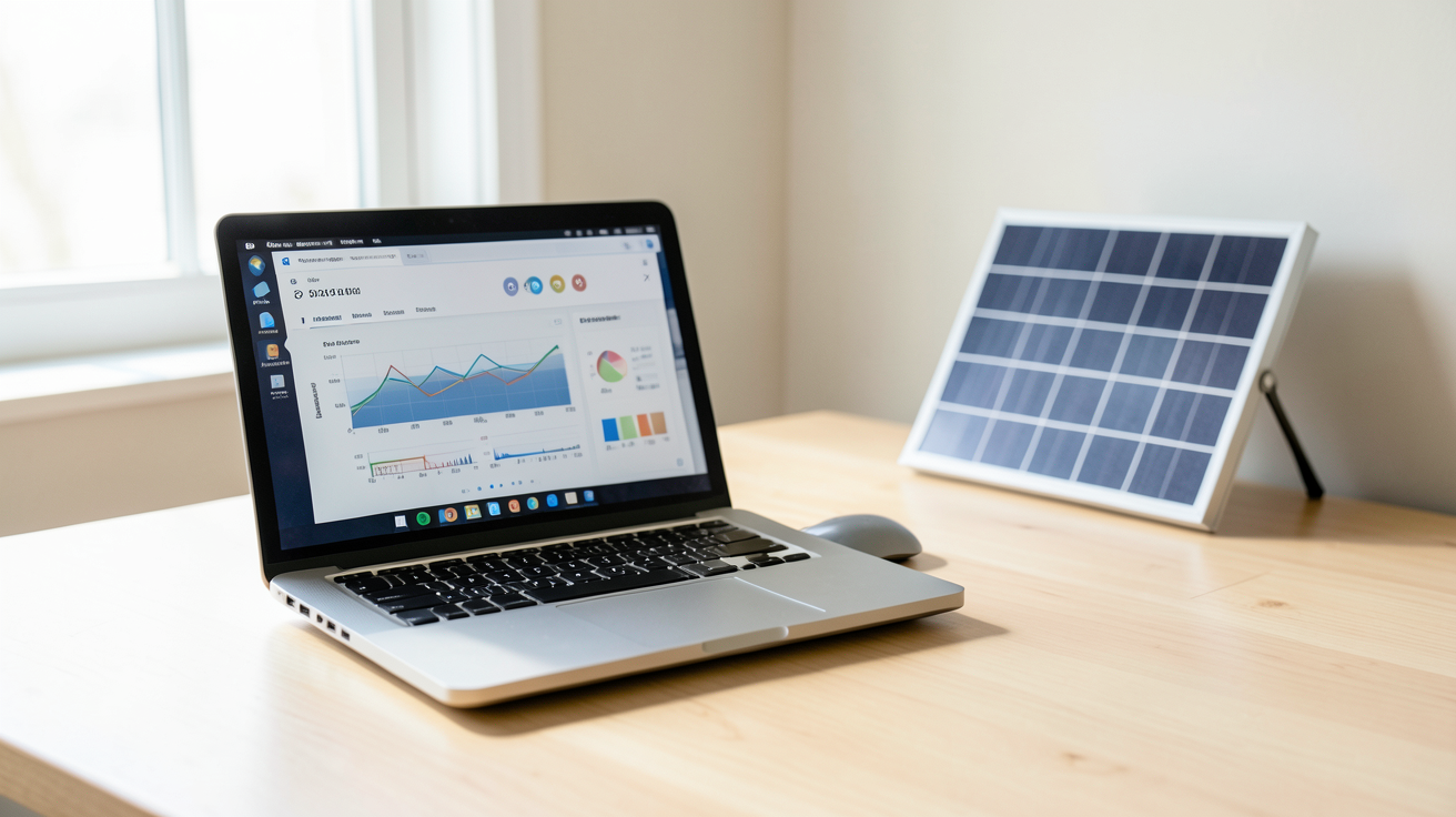 soleil pour tous panneau solaire affichant un calculateur de rentabilité et retour sur investissement