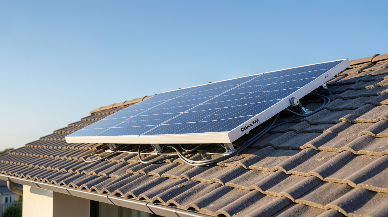 soluxtec 330wc panneau solaire installé sur le toit d'une maison moderne