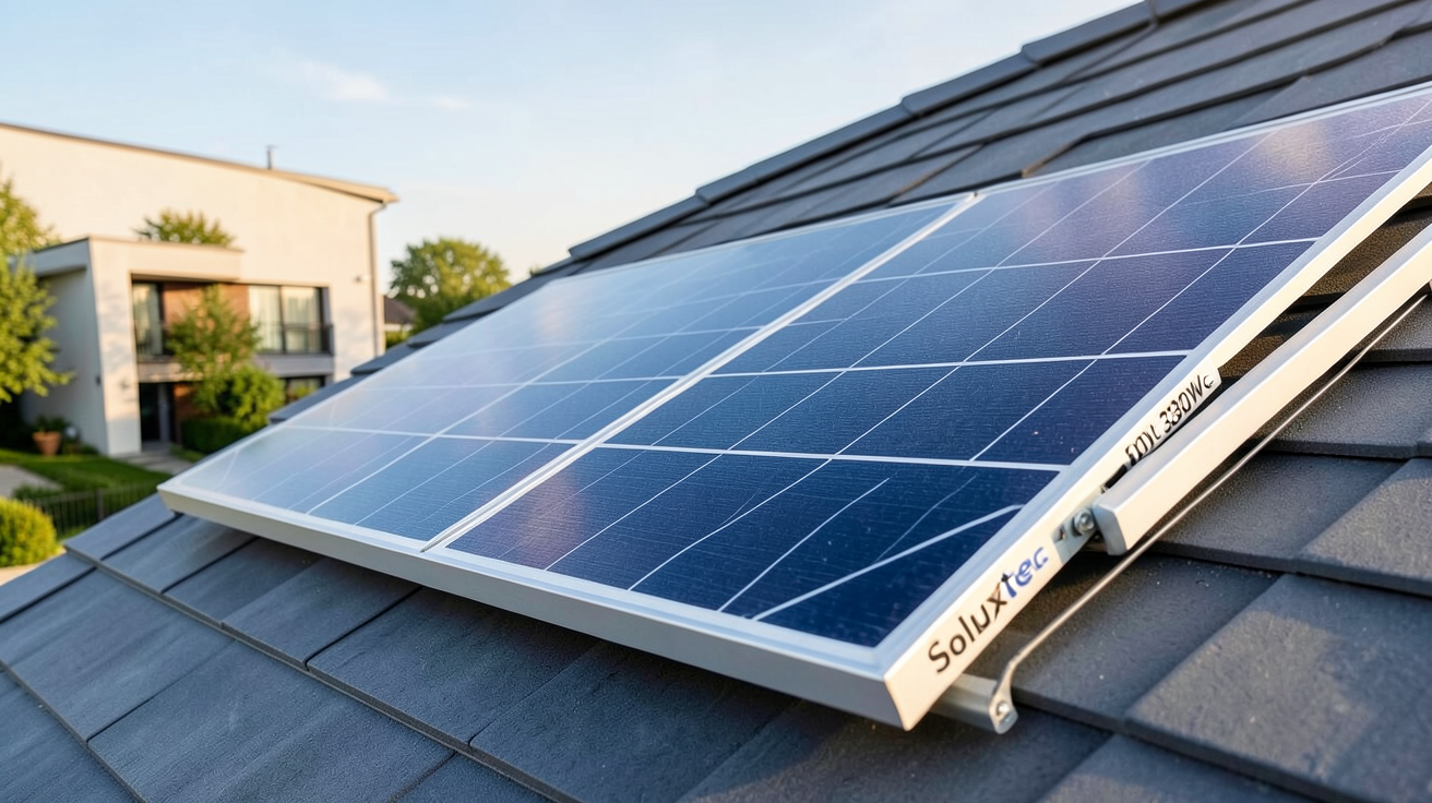 soluxtec 330wc panneau solaire posé sur un toit résidentiel en 2024