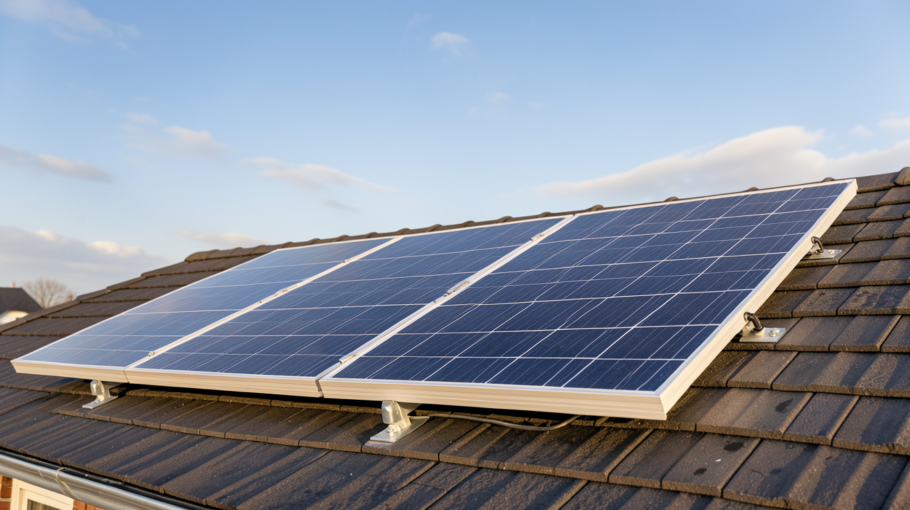 soluxtec 330wc panneau solaire installé sur un toit de maison individuelle pour calculer sa rentabilité